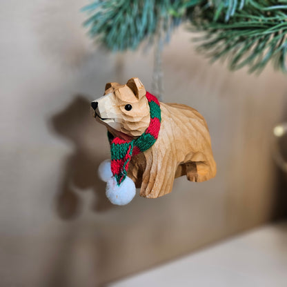 Bear with Scarf Hanging Christmas Tree Ornament – Gift Box Included