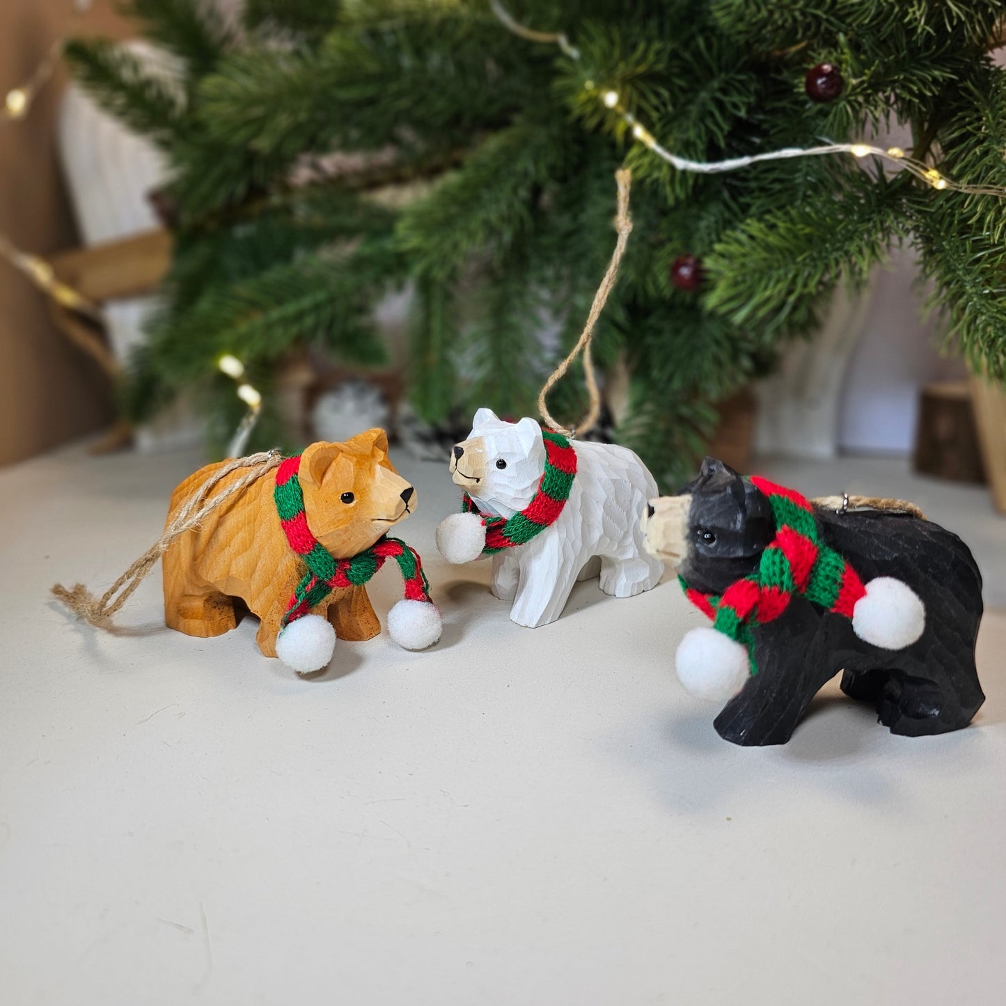 Bear with Scarf Hanging Christmas Tree Ornament – Gift Box Included