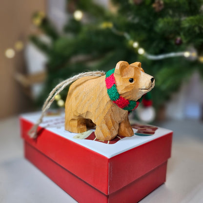 Bear with Scarf Hanging Christmas Tree Ornament – Gift Box Included