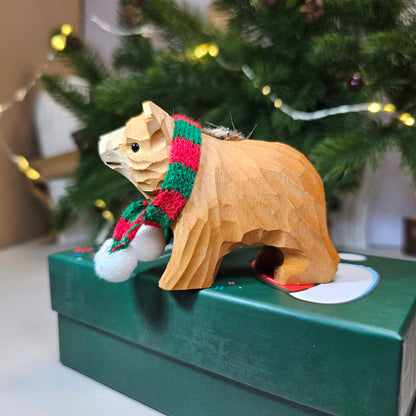 Bear with Scarf Hanging Christmas Tree Ornament – Gift Box Included