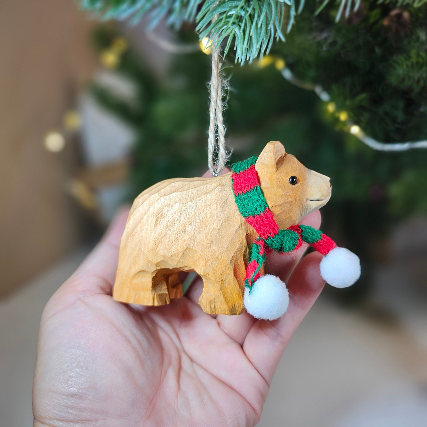 Bear with Scarf Hanging Christmas Tree Ornament – Gift Box Included