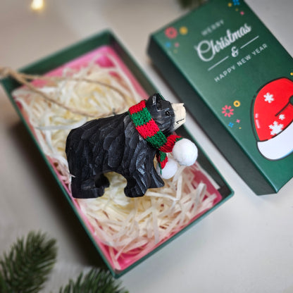 Bear with Scarf Hanging Christmas Tree Ornament – Gift Box Included