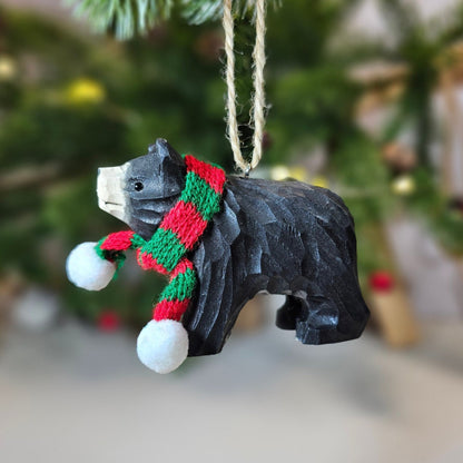 Bear with Scarf Hanging Christmas Tree Ornament – Gift Box Included