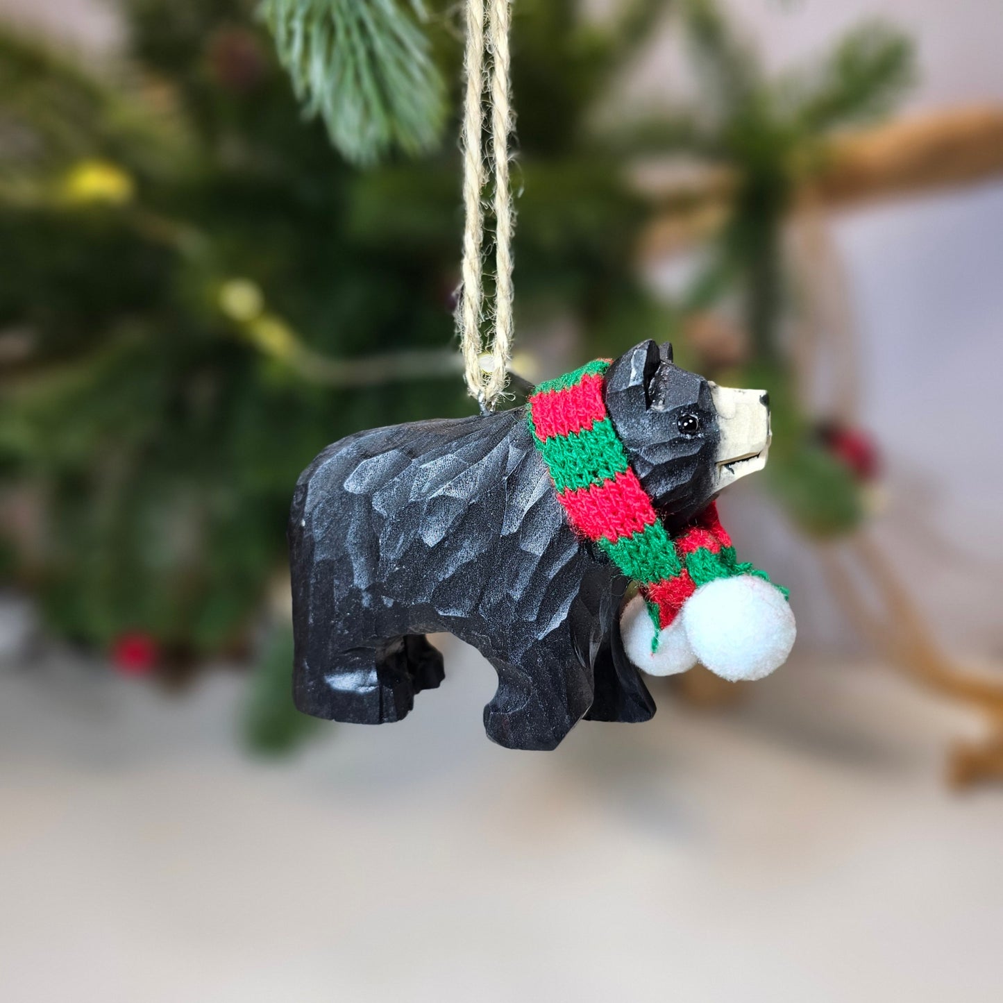 Bear with Scarf Hanging Christmas Tree Ornament – Gift Box Included