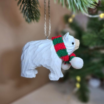 Bear with Scarf Hanging Christmas Tree Ornament – Gift Box Included