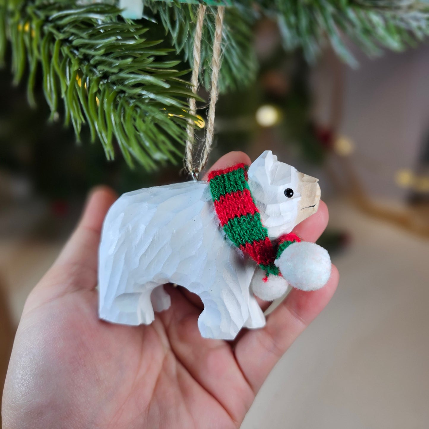 Bear with Scarf Hanging Christmas Tree Ornament – Gift Box Included