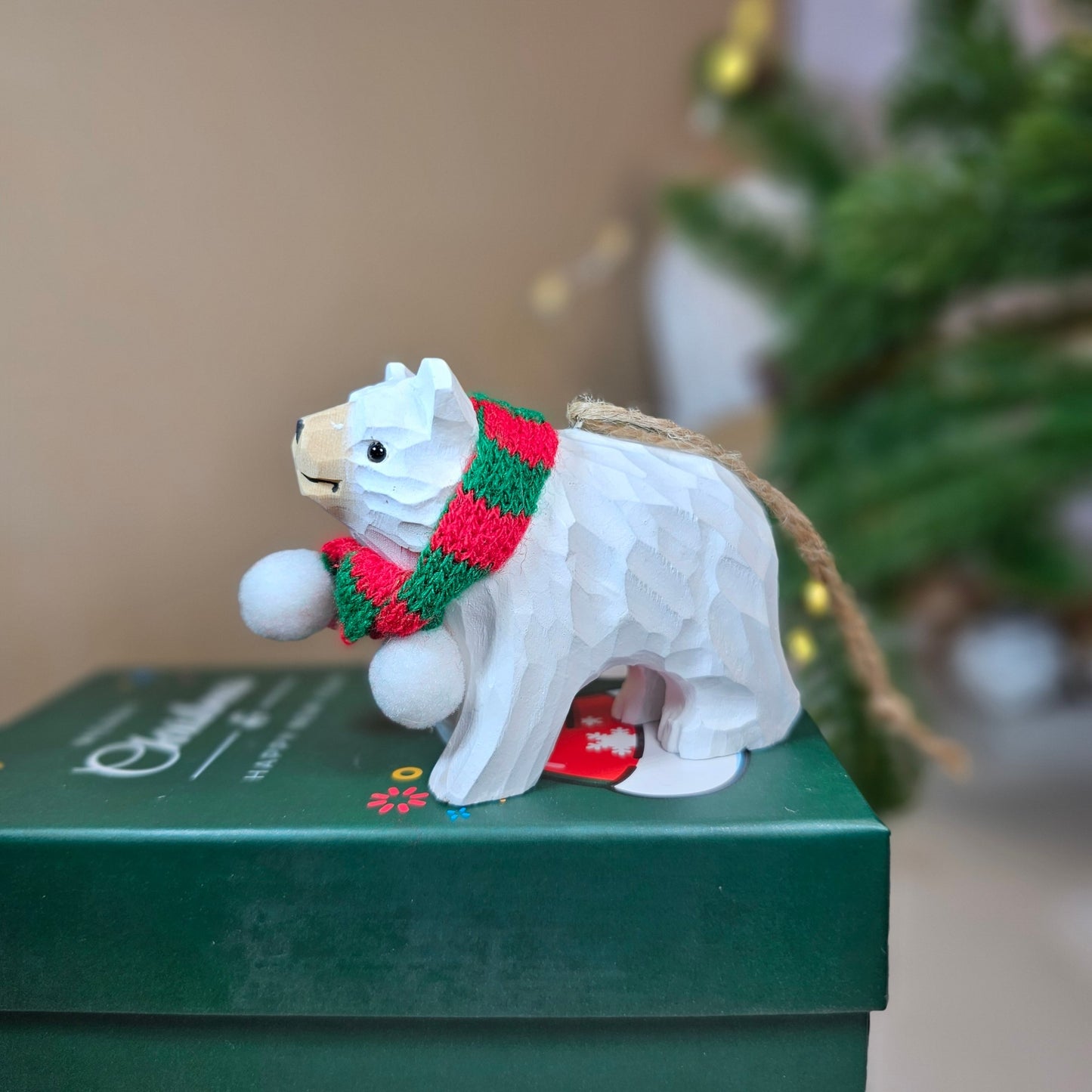 Bear with Scarf Hanging Christmas Tree Ornament – Gift Box Included