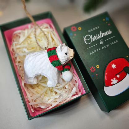 Bear with Scarf Hanging Christmas Tree Ornament – Gift Box Included