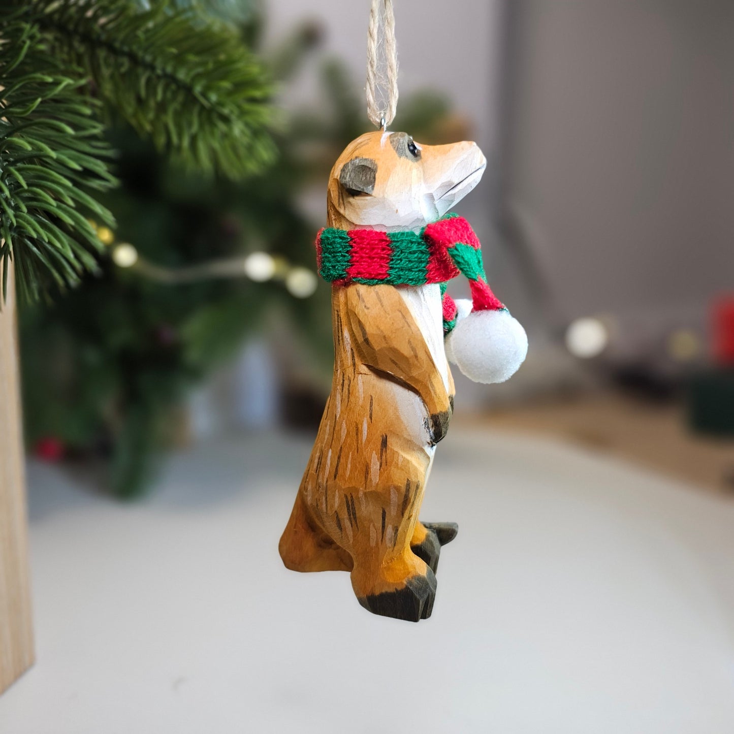 Meerkat with Scarf Hanging Christmas Tree Ornament – Gift Box Included