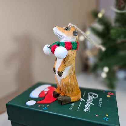 Meerkat with Scarf Hanging Christmas Tree Ornament – Gift Box Included