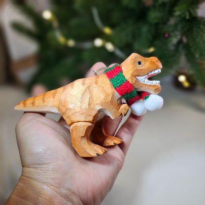 Tyrannosaurus Rex with Scarf Hanging Christmas Tree Ornament – Gift Box Included