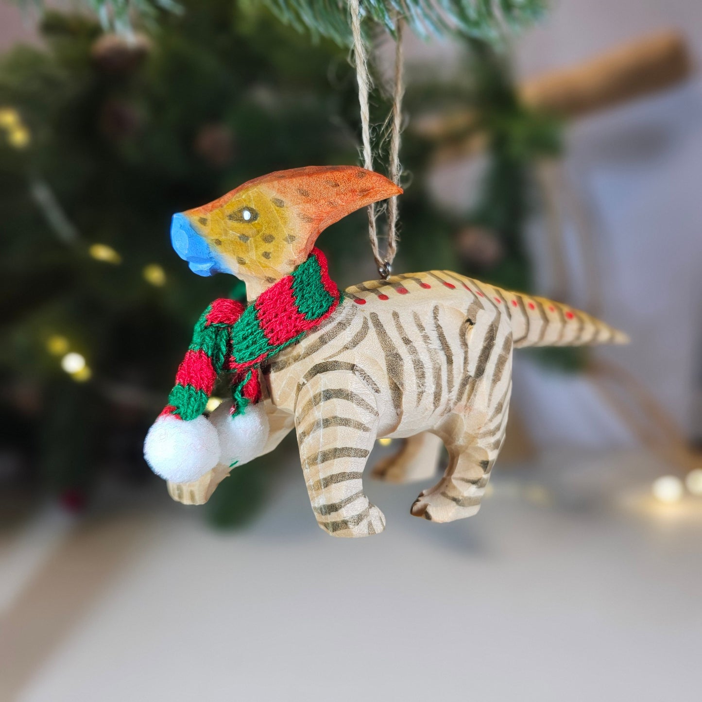 Parasaurolophus with Scarf and Hat Hanging Christmas Tree Ornament – Gift Box Included