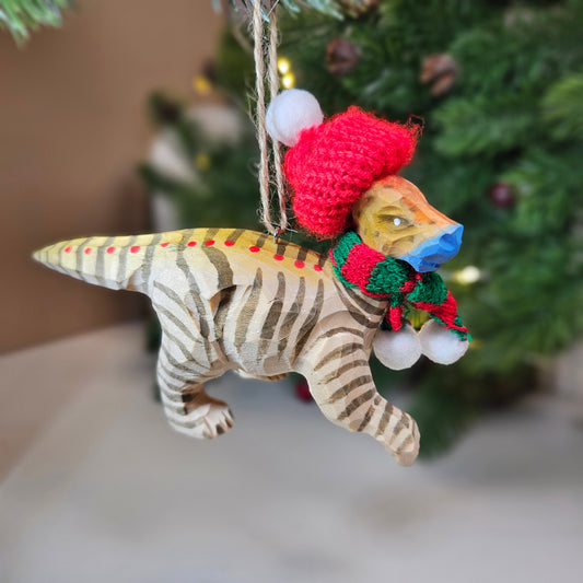 Parasaurolophus with Scarf and Hat Hanging Christmas Tree Ornament – Gift Box Included