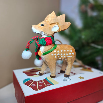 Deer with Scarf Hanging Christmas Tree Ornament – Gift Box Included