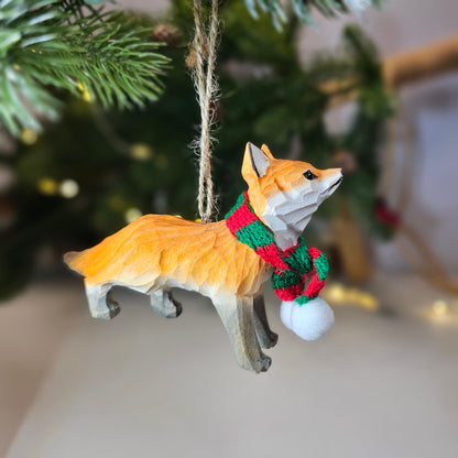 Fox with Scarf Hanging Christmas Tree Ornament – Gift Box Included