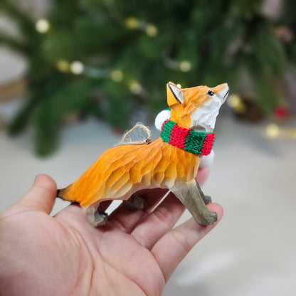 Fox with Scarf Hanging Christmas Tree Ornament – Gift Box Included