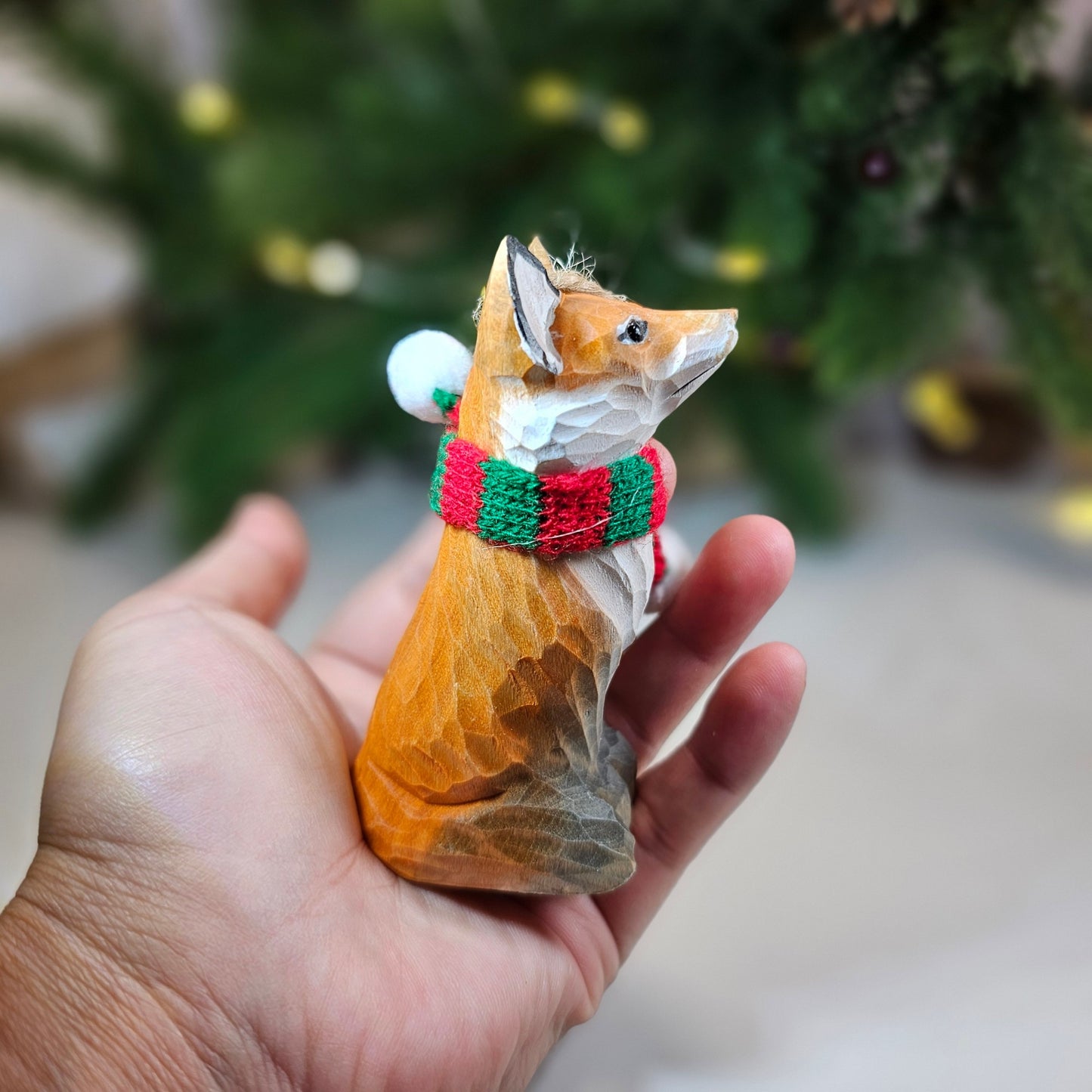 Fox with Scarf Hanging Christmas Tree Ornament – Gift Box Included