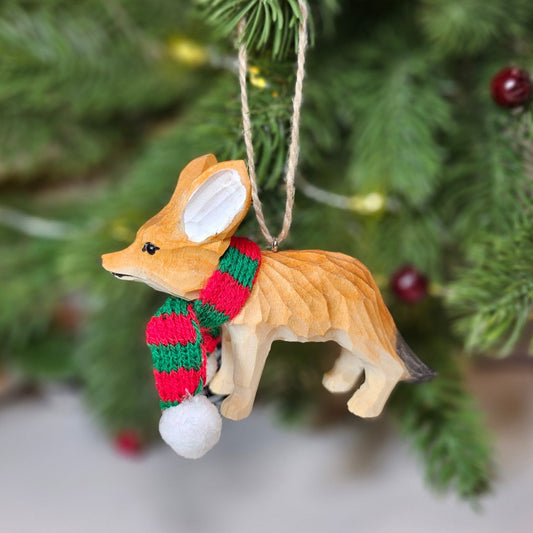 Fennec Fox with Scarf Hanging Christmas Tree Ornament – Gift Box Included