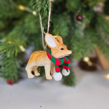 Fennec Fox with Scarf Hanging Christmas Tree Ornament – Gift Box Included