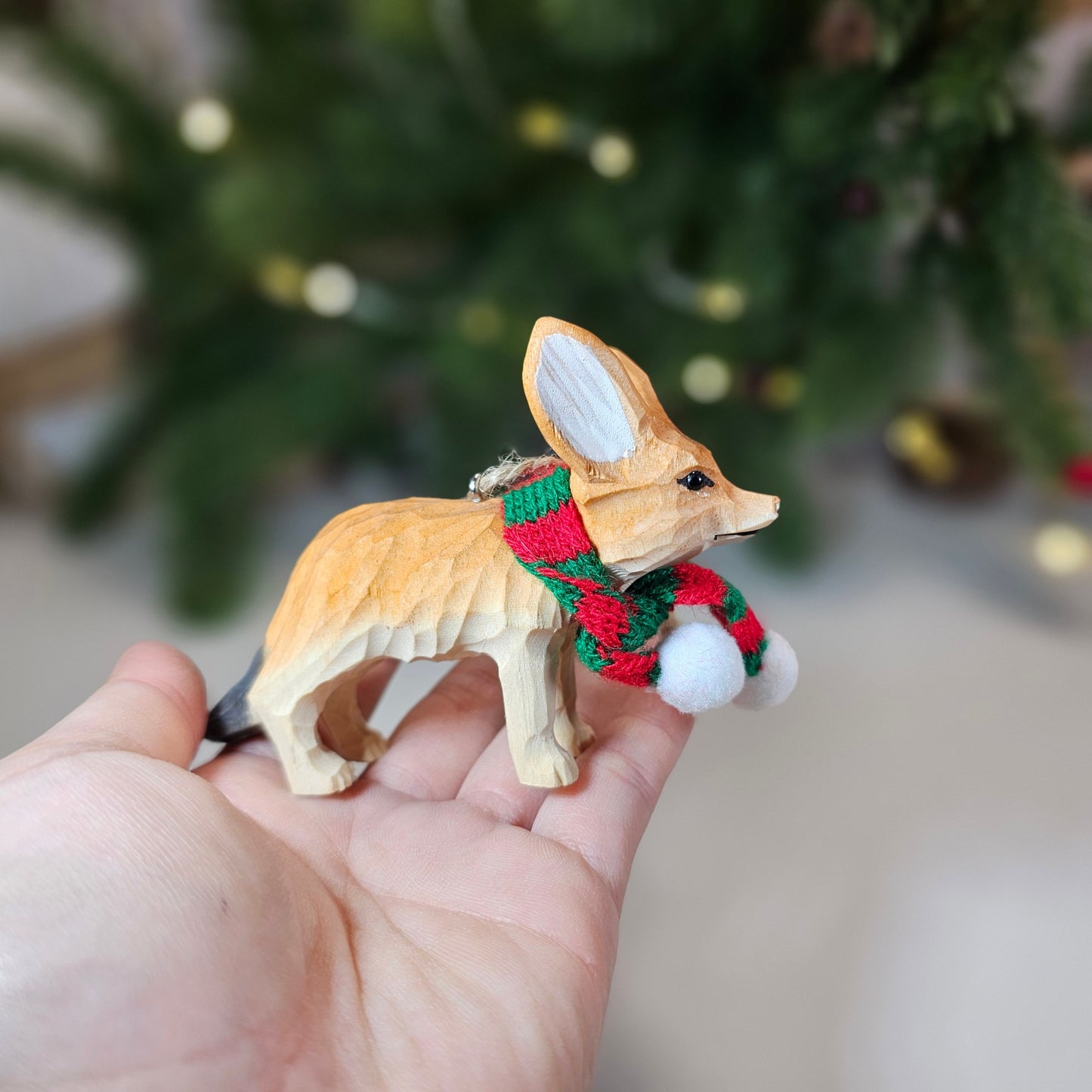 Fennec Fox with Scarf Hanging Christmas Tree Ornament – Gift Box Included