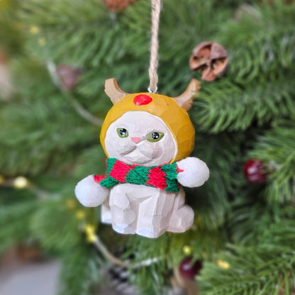 Cat with Scarf Hanging Christmas Tree Ornament – Gift Box Included