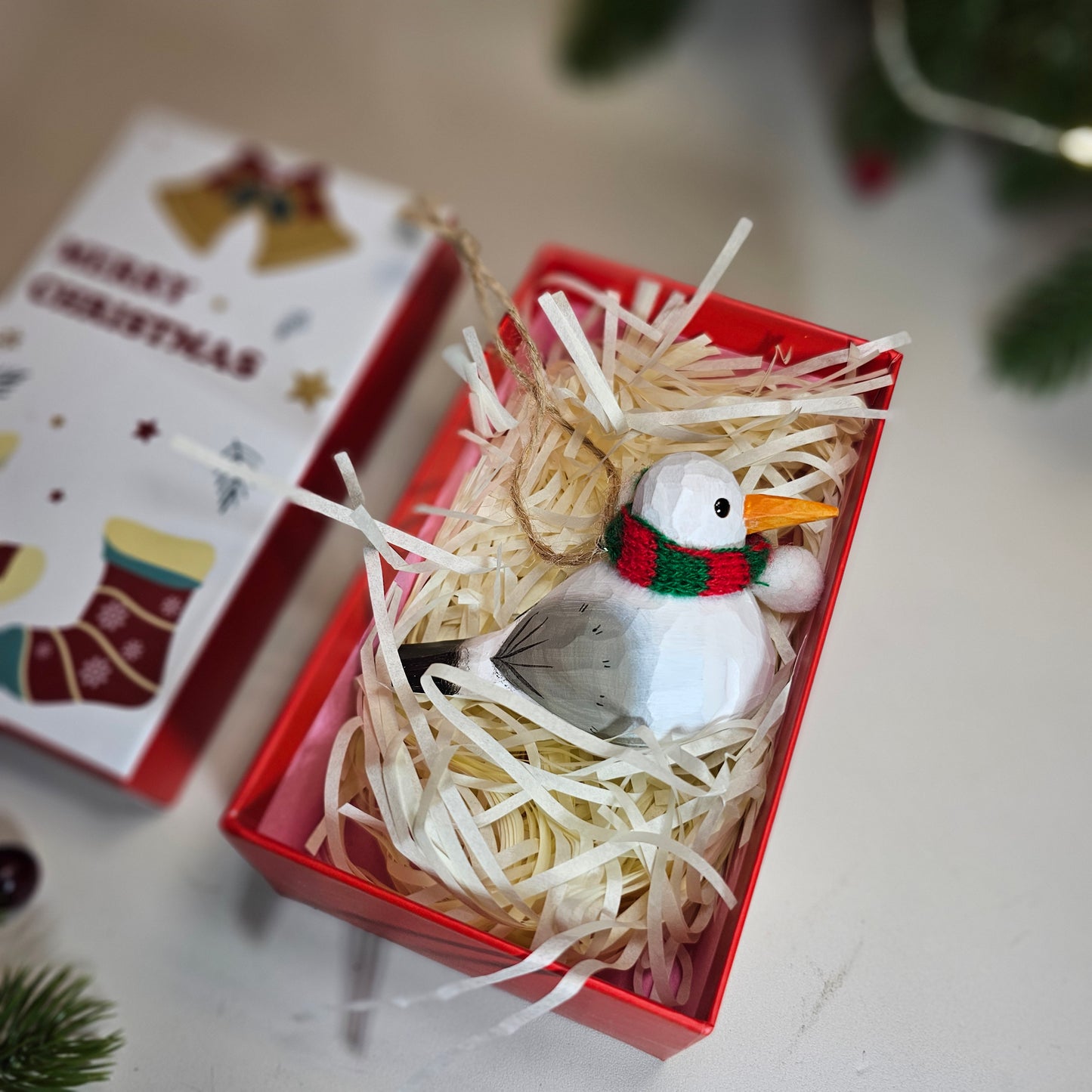 Seagull with Scarf Hanging Christmas Tree Ornament – Gift Box Included