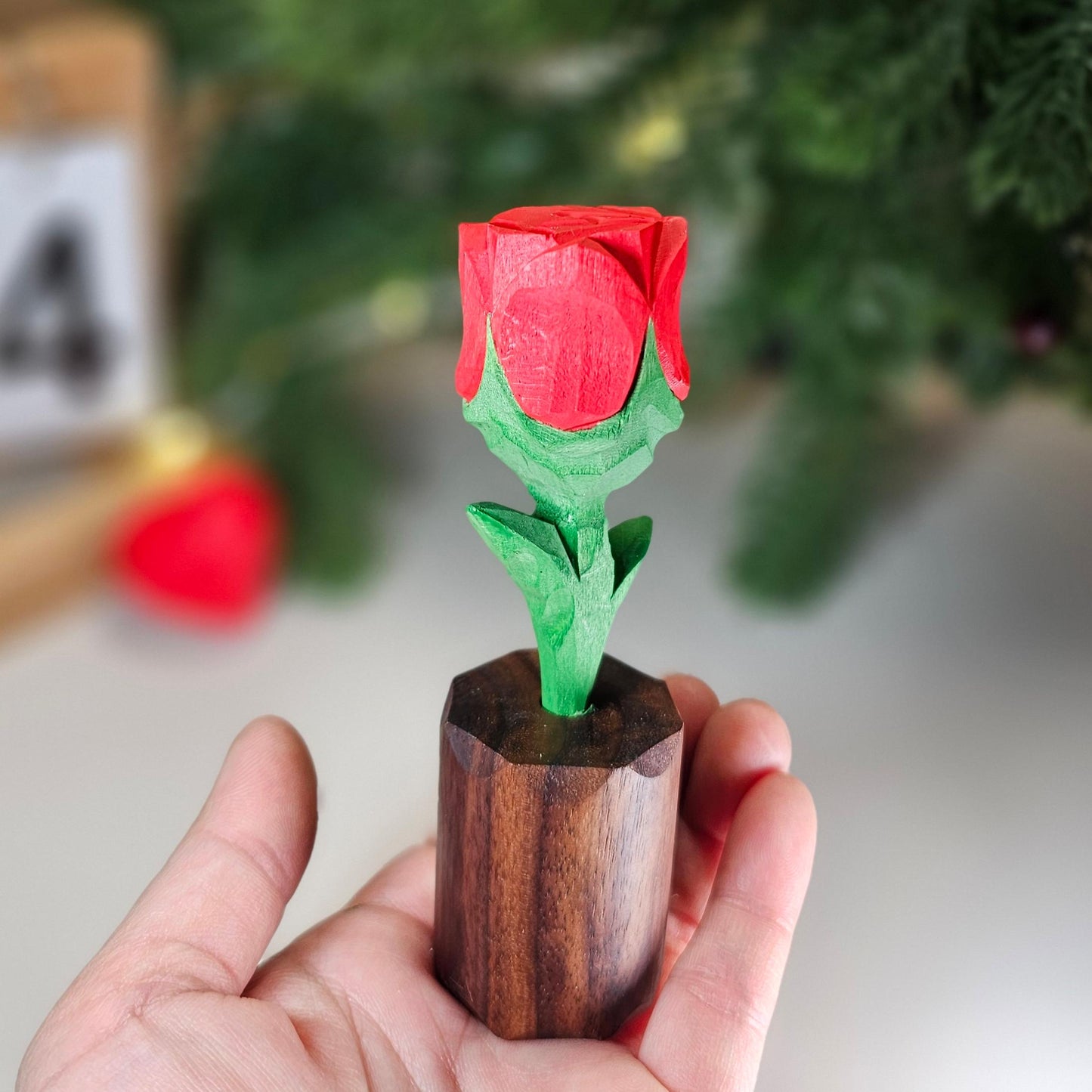 Handcrafted Wooden Rose & Heart Décor with Gift Box – Perfect Valentine’s Gift