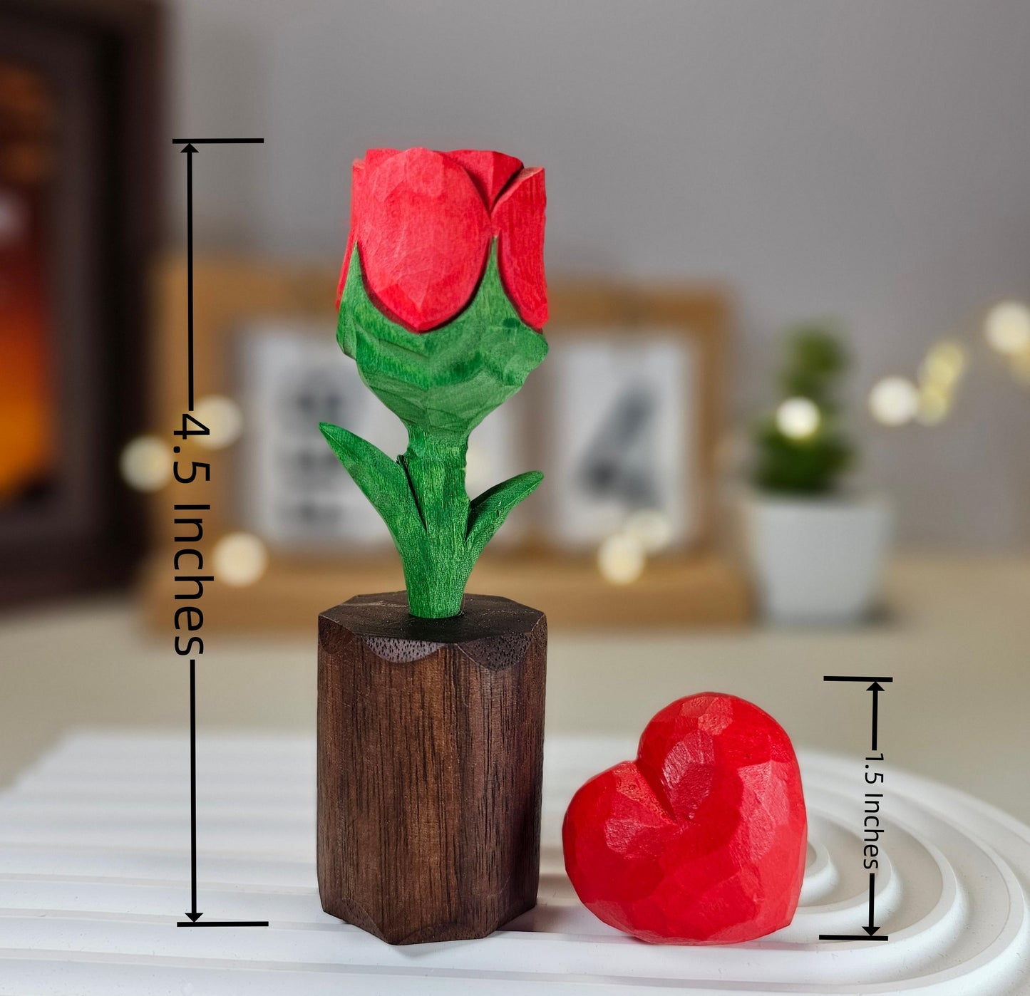 Handcrafted Wooden Rose & Heart Décor with Gift Box – Perfect Valentine’s Gift