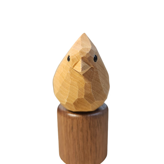 Handcrafted Unfinished Basswood Bird Figurine with Black Walnut Base (4")