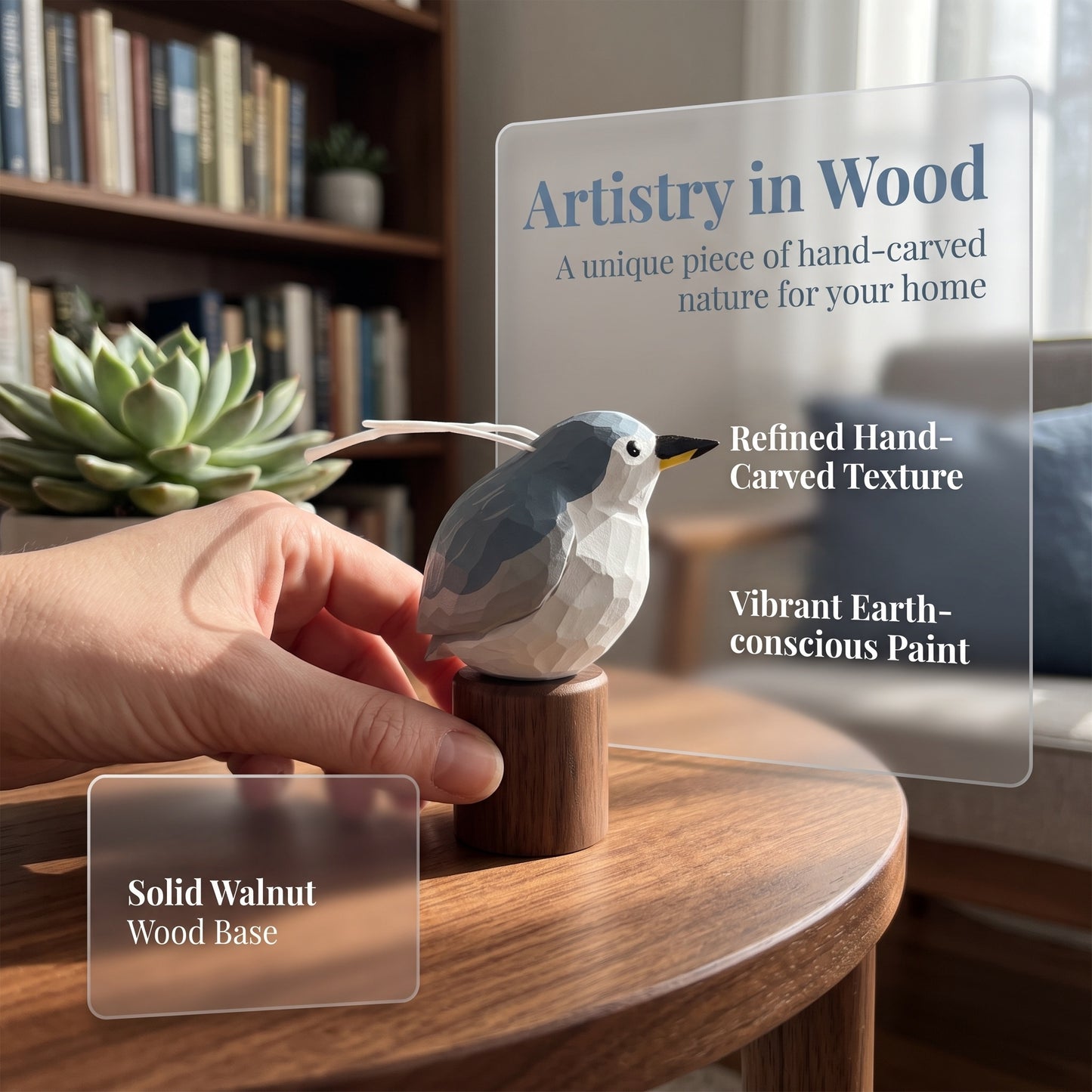 Hand Carved & Hand Painted Black-crowned Night Heron Figurine | Basswood with Black Walnut Base