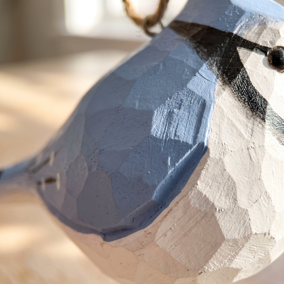 Blue Jay Hanging Ornament | Hand-Carved & Hand-Painted Basswood Bird