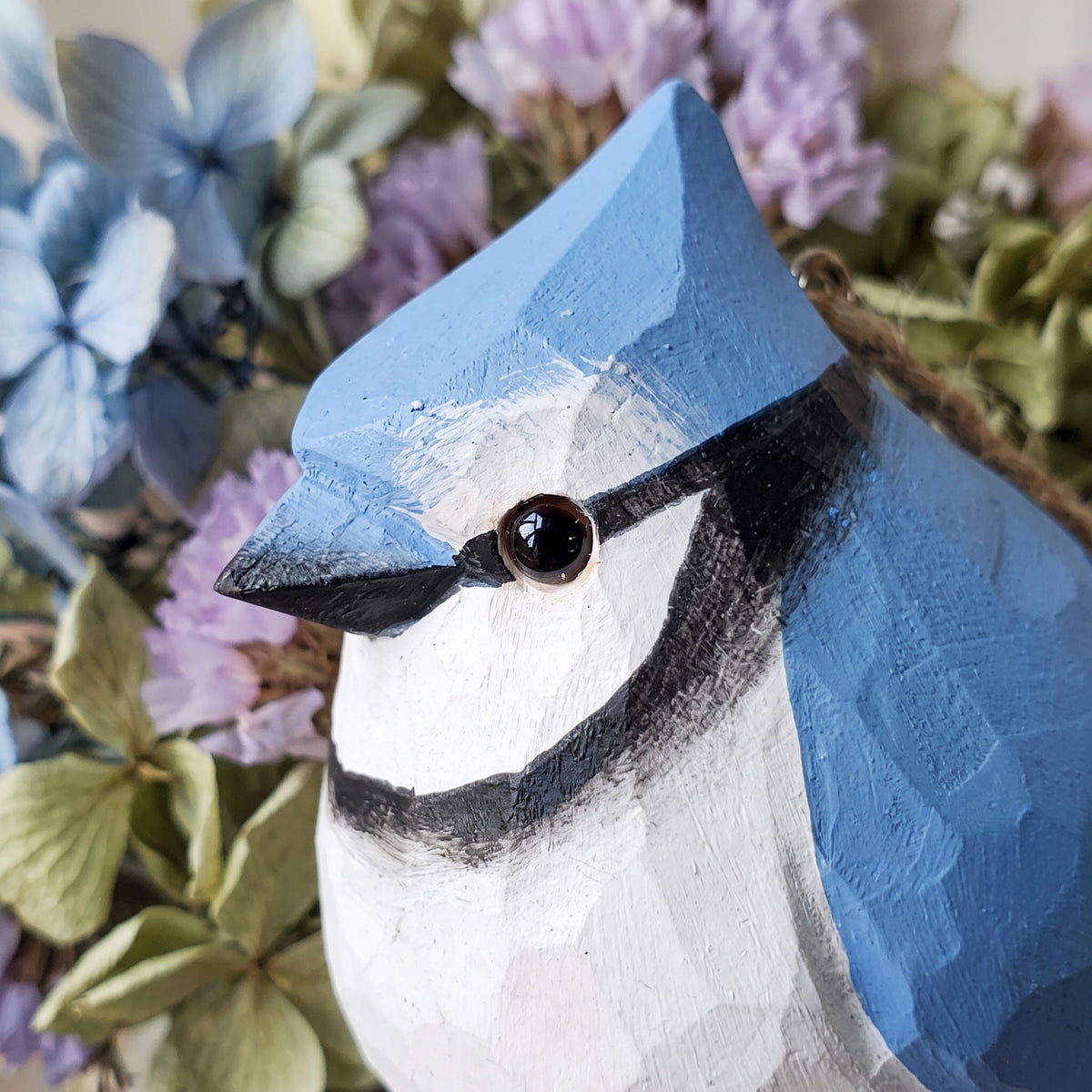 Blue Jay Hanging Ornament | Hand-Carved & Hand-Painted Basswood Bird