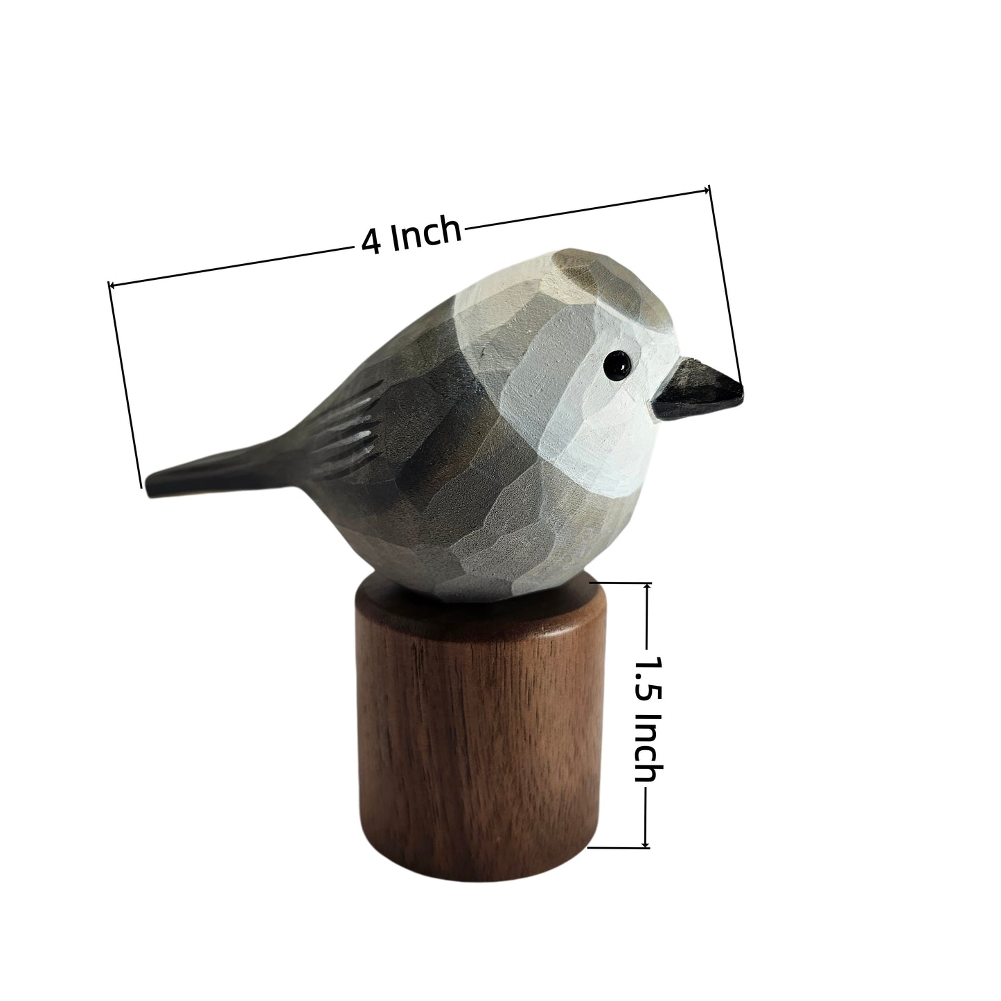 Hand Carved & Hand Painted Canada Jay Figurine | Basswood with Black Walnut Base