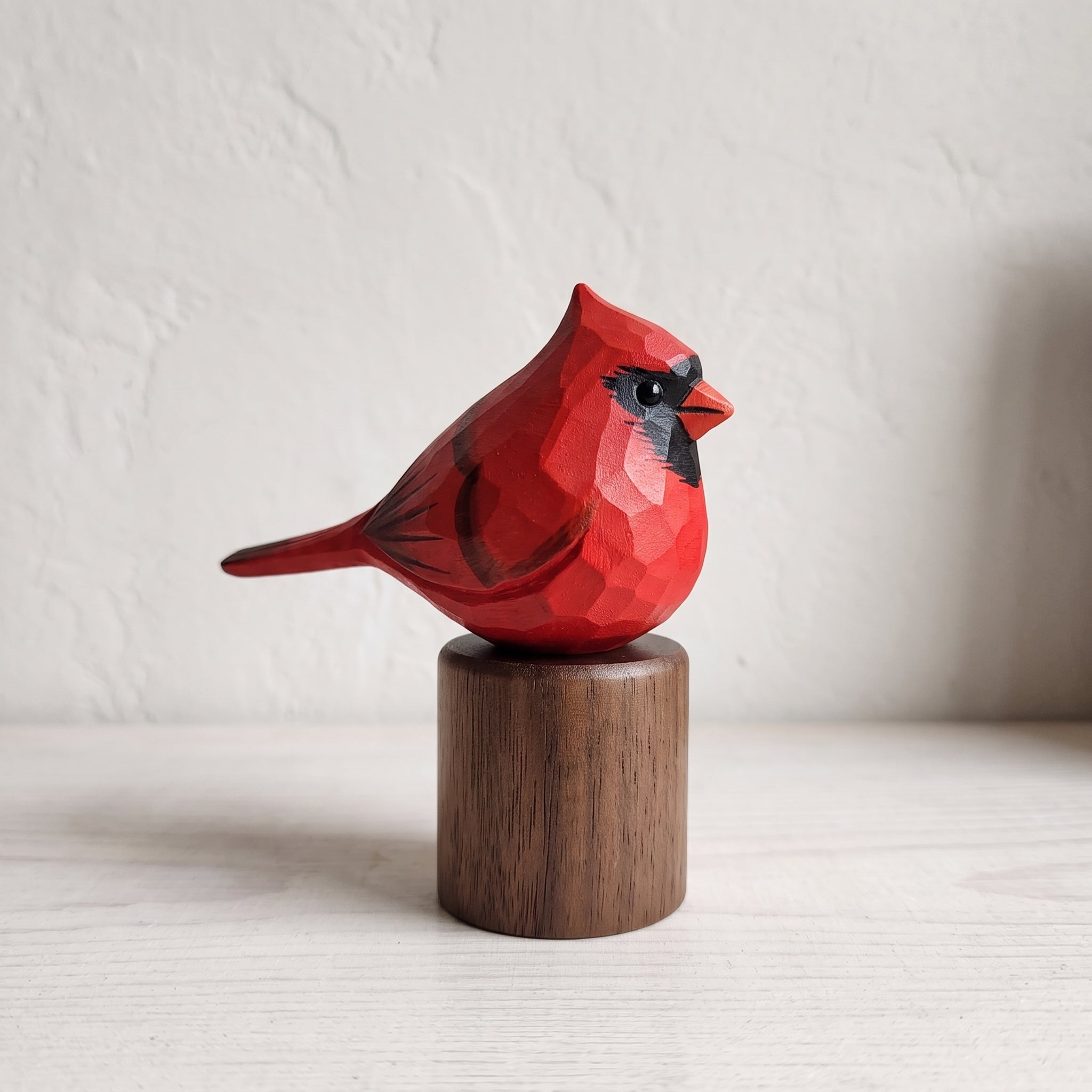 Hand-Carved Northern Cardinal Figurine | Painted Basswood Bird