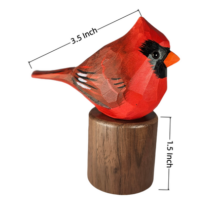 Hand-Carved Cardinal Couple Figurine | Painted Basswood Birds with Black Walnut Base