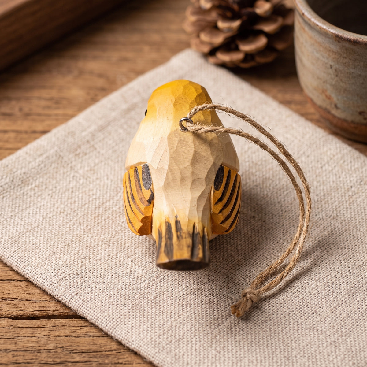 Chubby Bird Hanging Ornament - Hand-Carved Basswood Bird Figurine