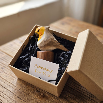 Hand Carved & Hand Painted Cockatiel Figurine | Basswood with Black Walnut Base | Gray & White