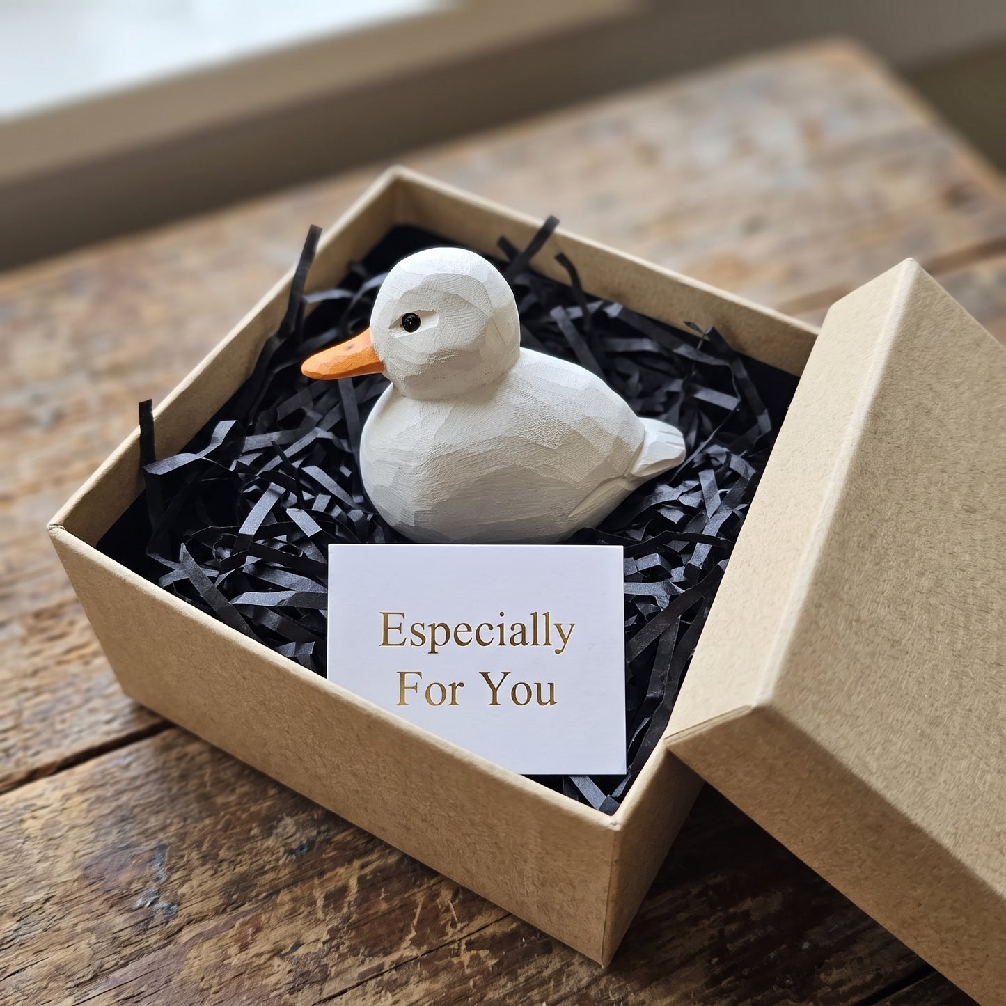 Hand Carved & Hand Painted Cole Duck Figurine | Basswood with Wooden Base