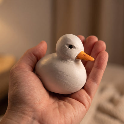 Hand Carved & Hand Painted Cole Duck Figurine | Basswood with Wooden Base
