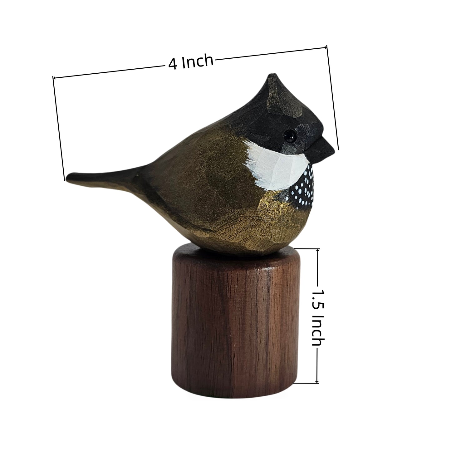 Hand Carved & Hand Painted Eastern Whipbird Figurine | Basswood with Black Walnut Base