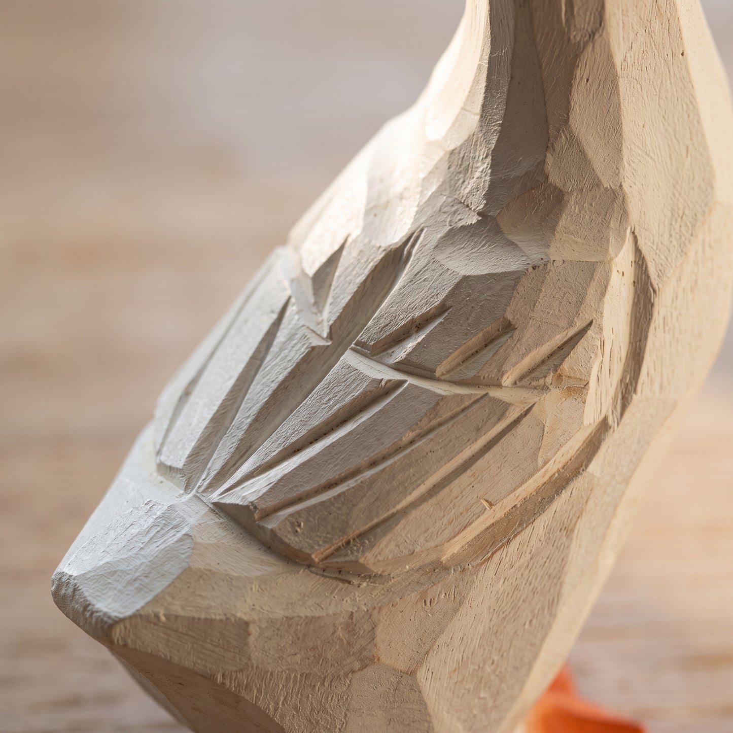 Hand Carved & Hand Painted White Goose Figurine | Basswood | H 4 Inch Wooden Bird Sculpture