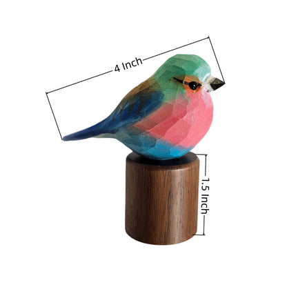 Hand Carved & Hand Painted Lilac-breasted Roller Figurine | Basswood with Black Walnut Base