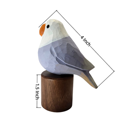 Hand Carved & Hand Painted Lovebirds Figurine | Basswood with Black Walnut Base | Pair