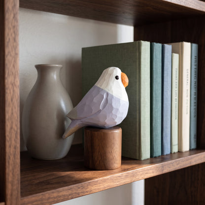 Hand Carved & Hand Painted Lovebirds Figurine | Basswood with Black Walnut Base | Pair