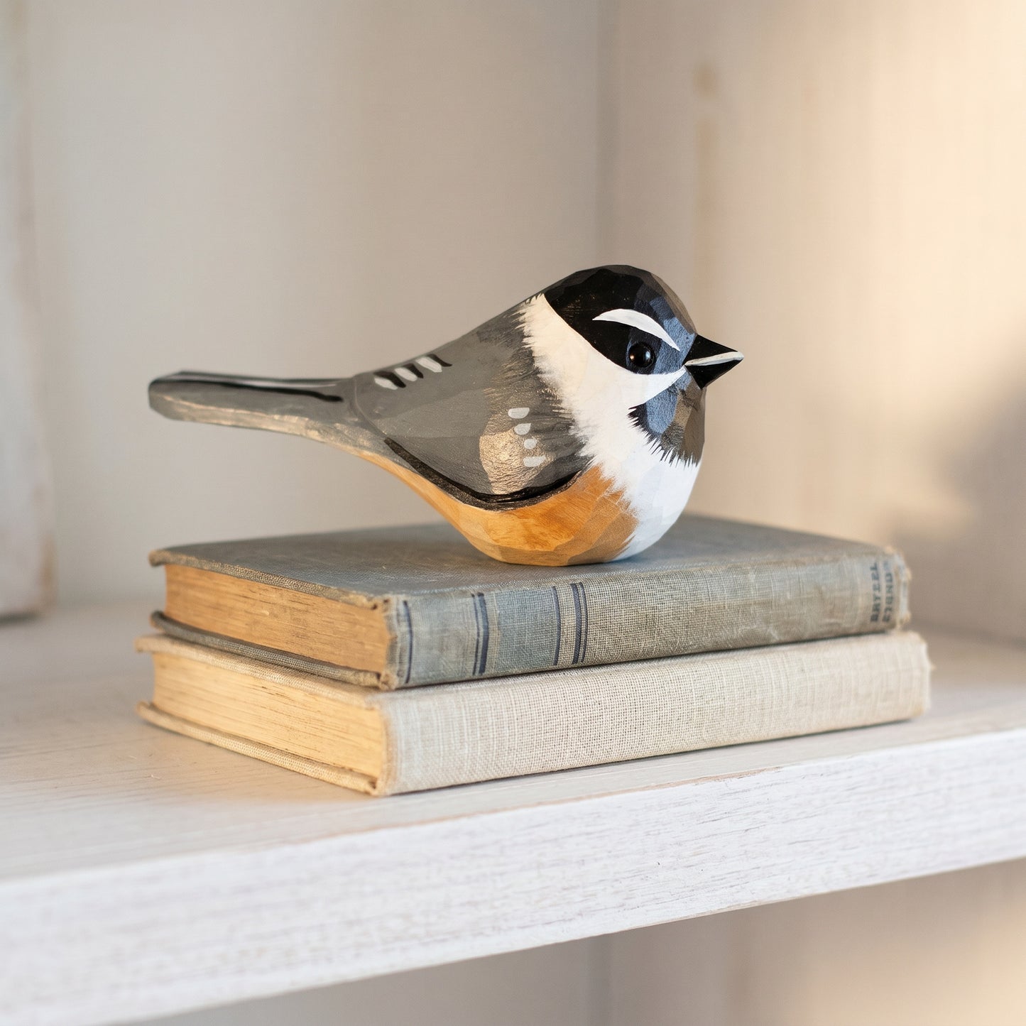 Hand Carved & Hand Painted Chickadee Figurine | Basswood with Black Walnut Base | 3 Species