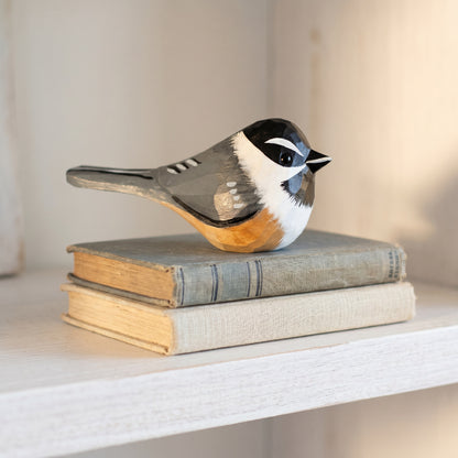 Hand Carved & Hand Painted Chickadee Figurine | Basswood with Black Walnut Base | 3 Species