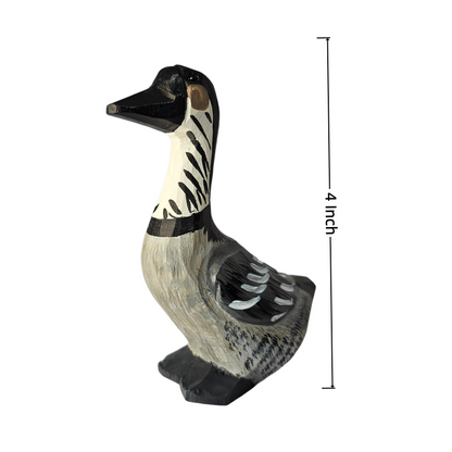 A hand-painted wooden Hawaiian Goose ornament shown on a white background with a vertical dimension marker indicating a height of 4 inches.