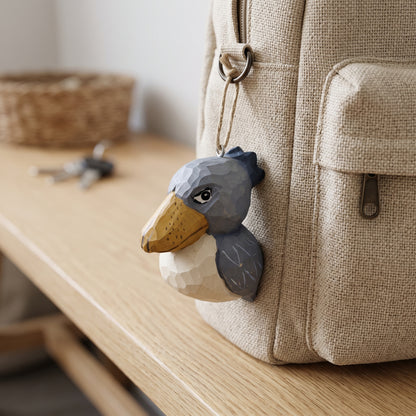 Shoebill Hanging Ornament - Hand-Carved Basswood Bird Figurine
