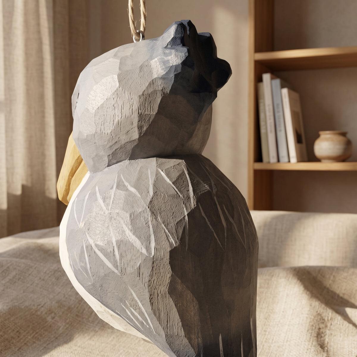 Shoebill Hanging Ornament - Hand-Carved Basswood Bird Figurine