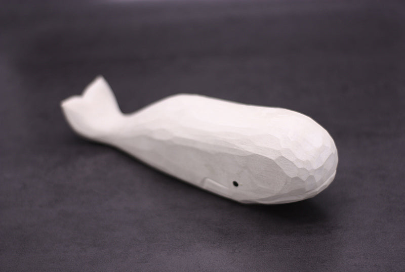 Hand-Painted Wooden Sperm Whale Figurine – Elegant Marine Decor